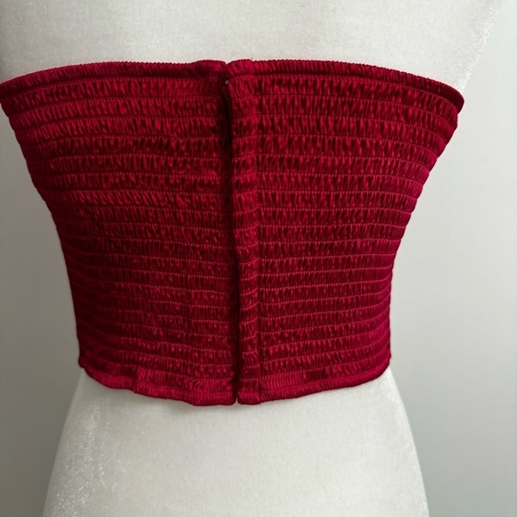 Vintage Nordstrom’s Lingerie Silk bustier Corset Strapless Top With Boning Red - Picture 4 of 9